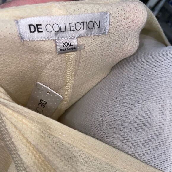 NWT long John shirt, cream with maroon and forest green sleeves - Picture 4 of 6